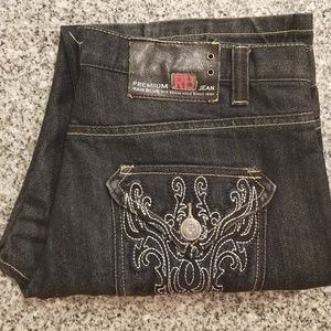 Men's Raw Blue Jeans 34 L x 32 W